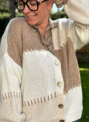 Gilet tricolore oversize – beige ou marron