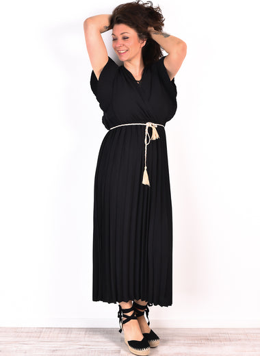 Robe longue plissée cache-cœur – Nelly