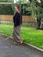 Pantalon large velours côtelé – Taille unique jusqu’au 46 – Taupe ou chocolat 🖤
