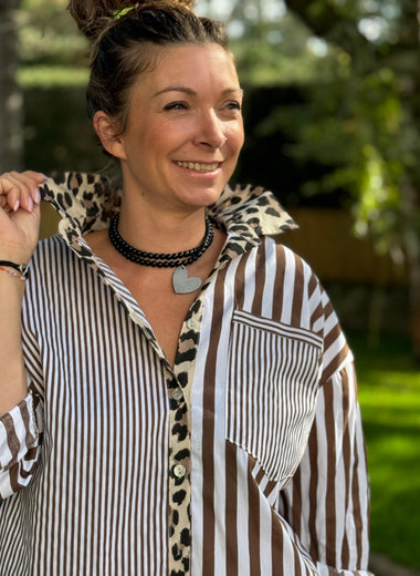 Chemise rayée et léopard – Taille unique jusqu’au 46 – Fabriquée en Italie