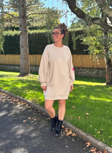 Robe sweat oversize – Beige, noir ou marron – Taille unique jusqu’au 46