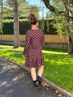 ★ Robe fluide à pois – col rond, manches longues