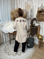 ★ Veste effet jean "April" – Esprit vintage & détails léopard