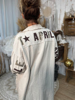 ★ Veste effet jean "April" – Esprit vintage & détails léopard