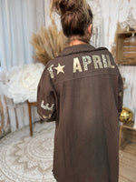 ★ Veste effet jean "April" – Esprit vintage & détails léopard