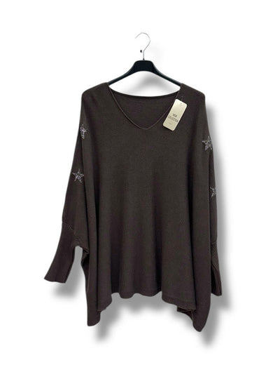 Pull ample à étoiles strass – Made in Italy