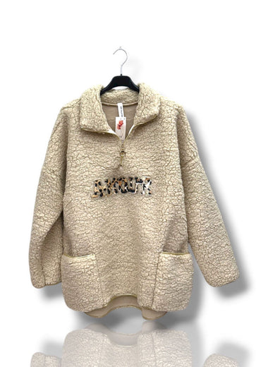 Pull moumoute "AMOUR" léopard – Loulou l’Étoile ★ Made in Italy