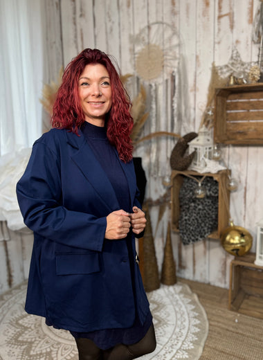 ★ Blazer bleu marine – Chic avec une touche dentelle