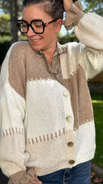Gilet tricolore oversize – beige ou marron