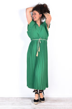 Robe longue plissée cache-cœur – Nelly