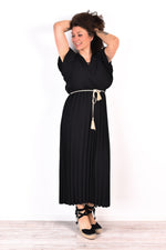 Robe longue plissée cache-cœur – Nelly