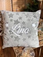 Coussin Minky personnalisable – Loulou l’Étoile