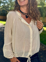 Blouse fluide en coton – Taille unique jusqu’au 44 – Écru, marron, terracotta 🖤