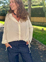 Blouse fluide en coton – Taille unique jusqu’au 44 – Écru, marron, terracotta 🖤