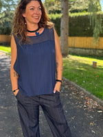 Pantalon à rayures – Taille unique 36/44 – Marine ou Noir 🖤