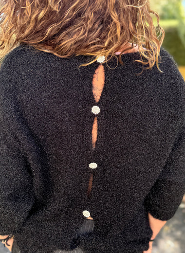 Pull maille doux à boutons – Orange ou Noir – Taille unique 36/46 🖤
