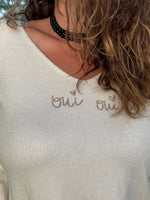 Pull Col V "Oui Oui" – Taille unique jusqu’au 48 ⭐️