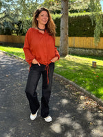 Blouse fluide en coton – Taille unique jusqu’au 44 – Écru, marron, terracotta 🖤