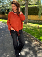 Blouse fluide en coton – Taille unique jusqu’au 44 – Écru, marron, terracotta 🖤