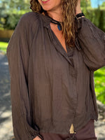 Blouse fluide en coton – Taille unique jusqu’au 44 – Écru, marron, terracotta 🖤