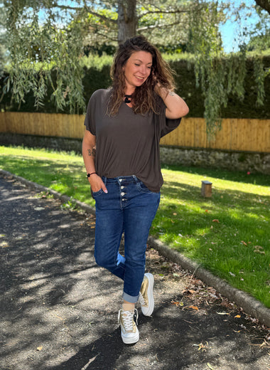 Jean slim taille haute strass – du 38 au 48 ⭐️