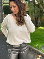 Pantalon enduit taupe ultra stretch – du 38 au 50 ★