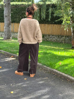 Pantalon large velours côtelé – Taille unique jusqu’au 46 – Taupe ou chocolat 🖤