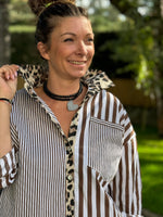 Chemise rayée et léopard – Taille unique jusqu’au 46 – Fabriquée en Italie
