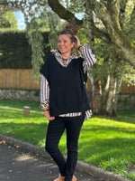 🖤 Pull sans manches col V noir - Fabriqué en Italie