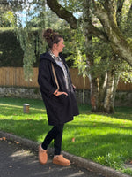 ★ Manteau laine bouillie mi-saison – Écru, Noir ou Marron