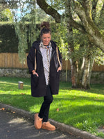 ★ Manteau laine bouillie mi-saison – Écru, Noir ou Marron