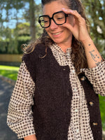 Gilet sans manches moumoute – TU jusqu’au 44 – Camel, chocolat ou noir 🖤
