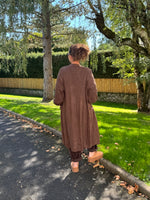 Gilet long maille poches manches bouffantes – Noir ou Marron – TU jusqu’au 48