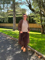 Gilet long maille poches manches bouffantes – Noir ou Marron – TU jusqu’au 48