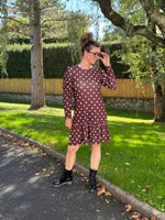 ★ Robe fluide à pois – col rond, manches longues