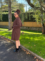 Manteau ceinturé en laine bouillie – Noir ou marron – Taille unique jusqu’au 44