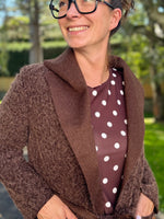Manteau ceinturé en laine bouillie – Noir ou marron – Taille unique jusqu’au 44
