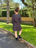 ★ Robe fluide à pois – col rond, manches longues