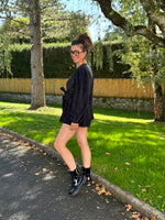 ★ Combinaison short velours côtelé – cache-cœur avec ceinture