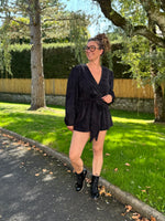★ Combinaison short velours côtelé – cache-cœur avec ceinture
