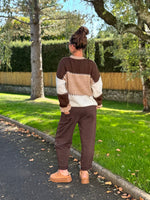 Gilet tricolore oversize – beige ou marron