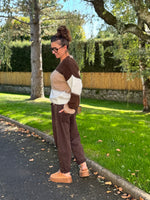 Gilet tricolore oversize – beige ou marron