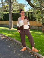 Gilet tricolore oversize – beige ou marron