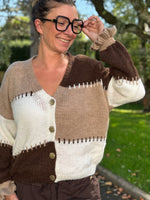 Gilet tricolore oversize – beige ou marron