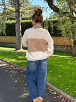 Gilet tricolore oversize – beige ou marron
