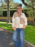 Gilet tricolore oversize – beige ou marron