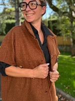 Veste sans manches en laine bouillie – TU jusqu’au 52 – Beige ou Marron ★