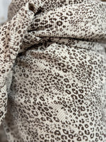 ★ Écharpe léopard beige & marron – velours côtelé – fait main