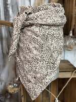 ★ Écharpe léopard beige & marron – velours côtelé – fait main