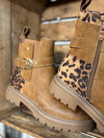 ★ Bottines camel & léopard – Confort & caractère